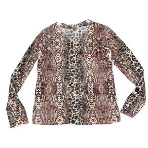 Sundance Before + Again Long Sleeve Printed Crewneck Top Tee size XS